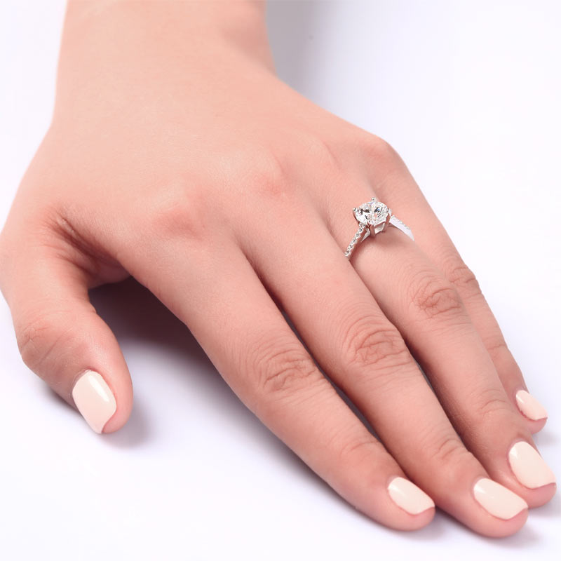 Simulated Diamond Sterling 925 Silver Engagement Ring