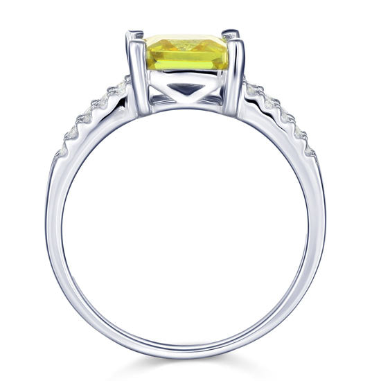 Yellow Canary Color 2 Carat Simulated Diamond Sterling Silver 925 Ring