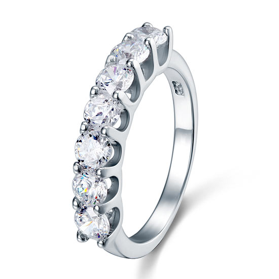 1.75 Carat Seven Stone Solid 925 Sterling Silver Wedding Ring Jewelry