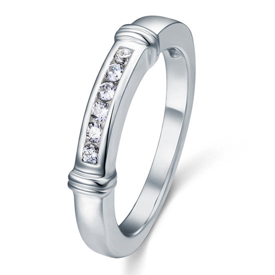 Simulated Diamond Solid Sterling 925 Silver Wedding Ring