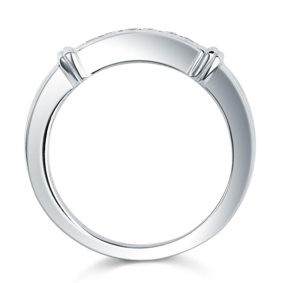 Simulated Diamond Solid Sterling 925 Silver Wedding Ring