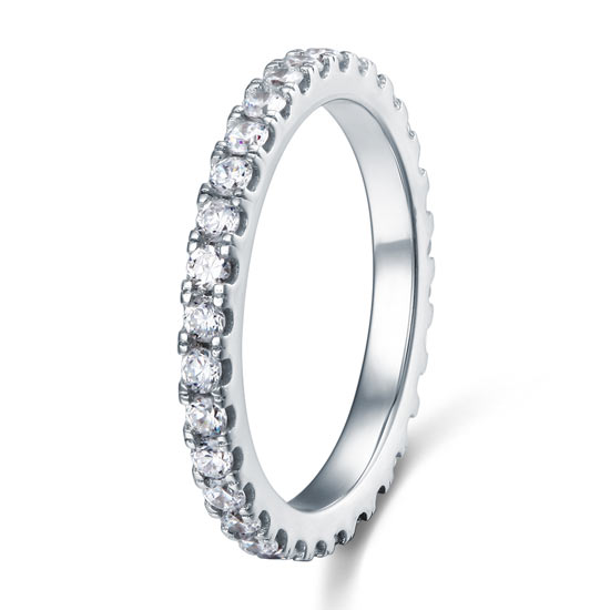 Eternity Ring Simulated Diamond Solid Sterling 925 Silver Wedding Band