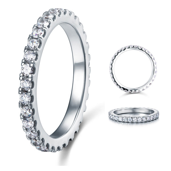 Eternity Ring Simulated Diamond Solid Sterling 925 Silver Wedding Band