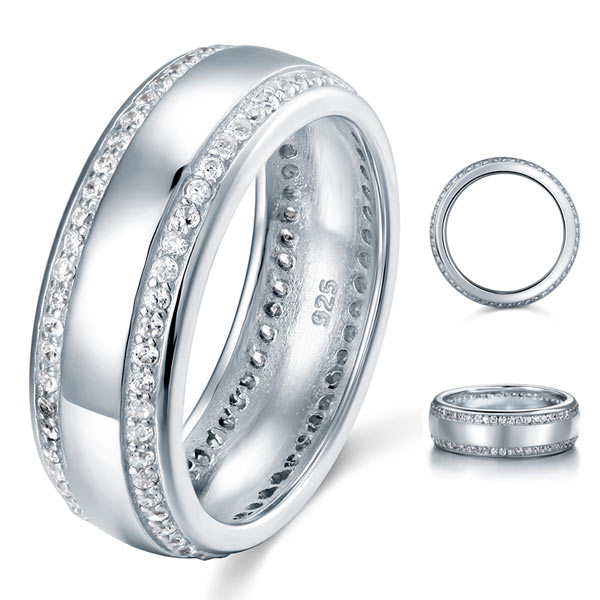 Men's Wedding Band Solid Sterling 925 Silver Ring