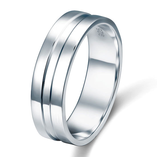 High Polished Plain Men's Solid Sterling 925 Silver Wedding Band Ring