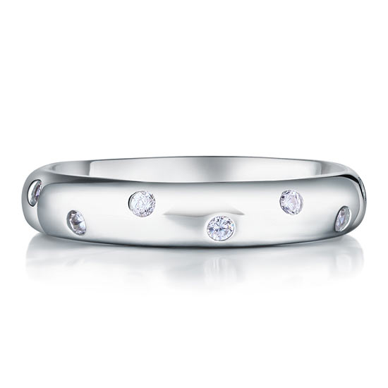 Simulated Diamond Wedding Band Solid Sterling 925 Silver Ring