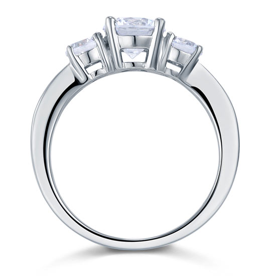 3 Stone Simulated Diamond Solid Sterling 925 Silver Ring