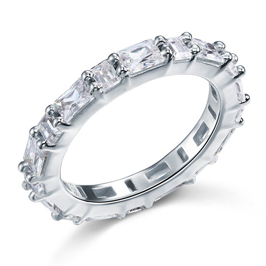 Emerald Cut Solid Sterling 925 Silver Ring