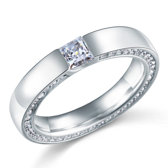 Princess Cut Simulated Diamond Solid Sterling 925 Silver Ring