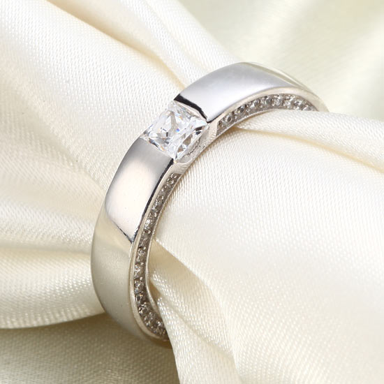 Princess Cut Simulated Diamond Solid Sterling 925 Silver Ring