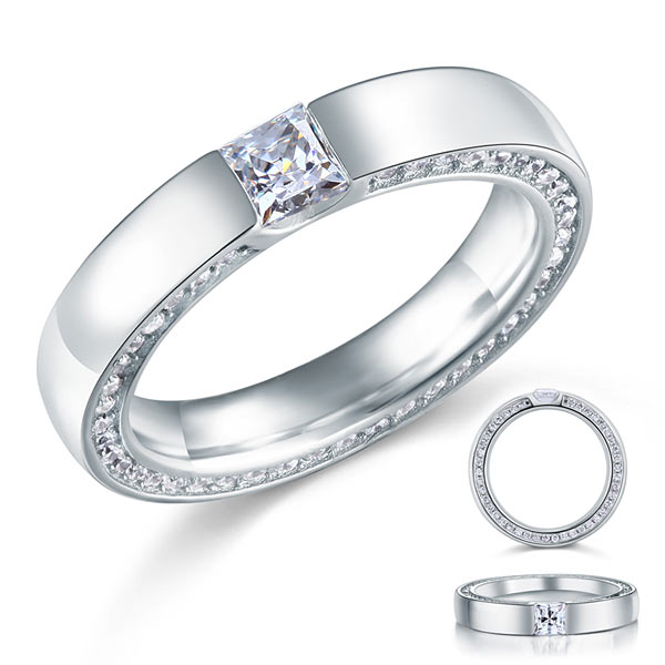 Princess Cut Simulated Diamond Solid Sterling 925 Silver Ring