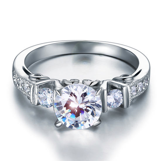 Vintage Style 1.25 Carat Simulated Diamond Solid 925 Sterling Silver Wedding Engagement Ring