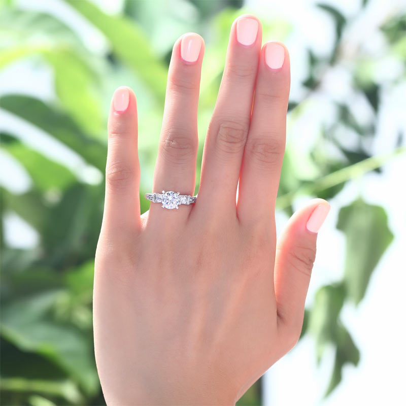 Vintage Style 1.25 Carat Simulated Diamond Solid 925 Sterling Silver Wedding Engagement Ring