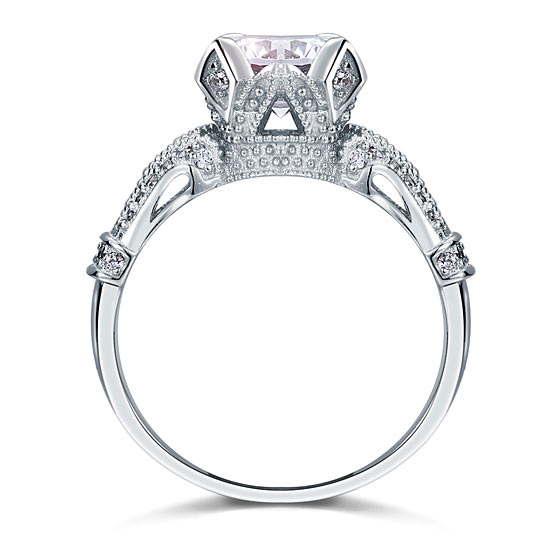 Vintage Victorian Style 2 Carat Simulated Diamond Solid 925 Sterling Silver Wedding Engagement Ring