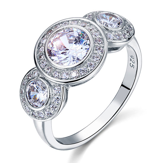Art Deco 2.5 Carat Simulated Diamond Solid 925 Sterling Silver Wedding Engagement Ring
