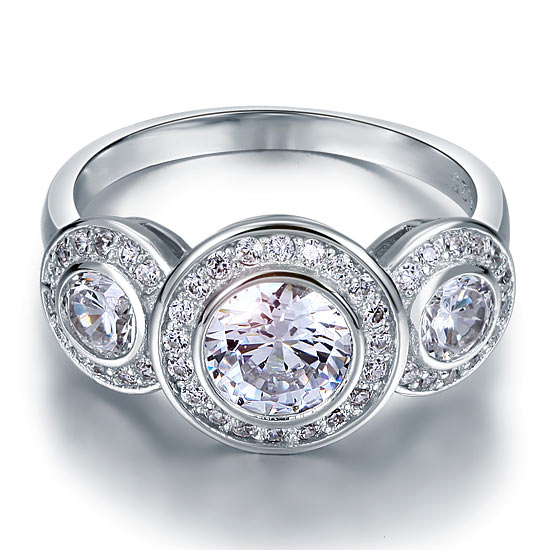 Art Deco 2.5 Carat Simulated Diamond Solid 925 Sterling Silver Wedding Engagement Ring