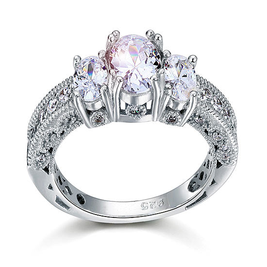 Vintage Style 2 Carat Simulated Diamond Solid 925 Sterling Silver Wedding Engagement Ring