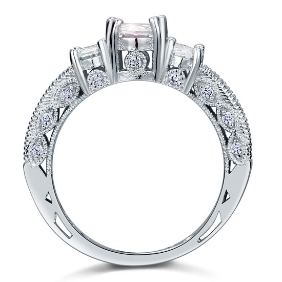 Vintage Style 2 Carat Simulated Diamond Solid 925 Sterling Silver Wedding Engagement Ring