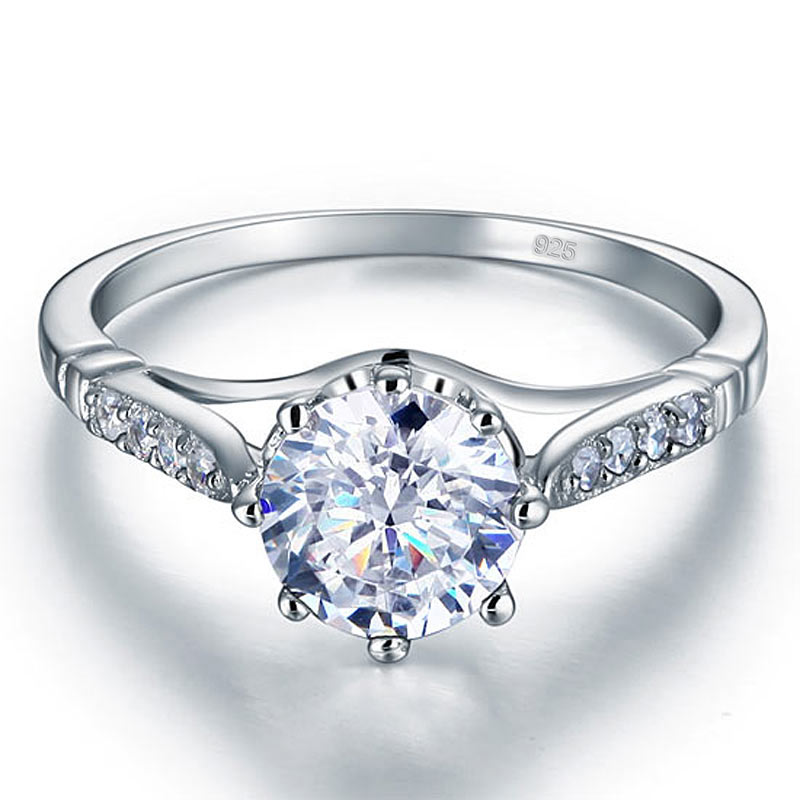 2 Carat Round Cut Ring Solid 925 Sterling Silver Wedding Anniversary Engagement