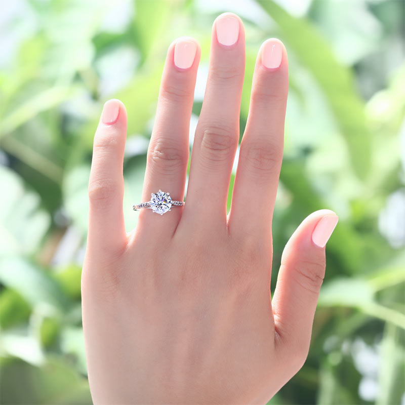 2 Carat Round Cut Ring Solid 925 Sterling Silver Wedding Anniversary Engagement