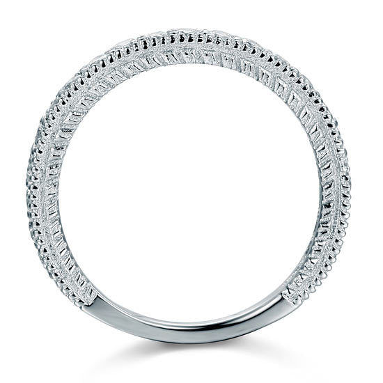 Vintage Style Art Deco Simulated Diamond Solid Sterling 925 Silver Band Wedding Eternity Ring