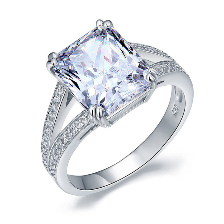 Solid 925 Sterling Silver Luxury Ring Anniversary 6 Carat Simulated Diamante