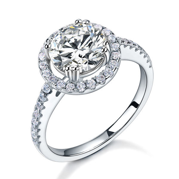 925 Sterling Silver Wedding Engagement Halo Ring 2 Carat Simulated Diamond