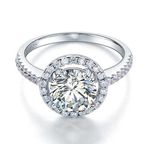 925 Sterling Silver Wedding Engagement Halo Ring 2 Carat Simulated Diamond