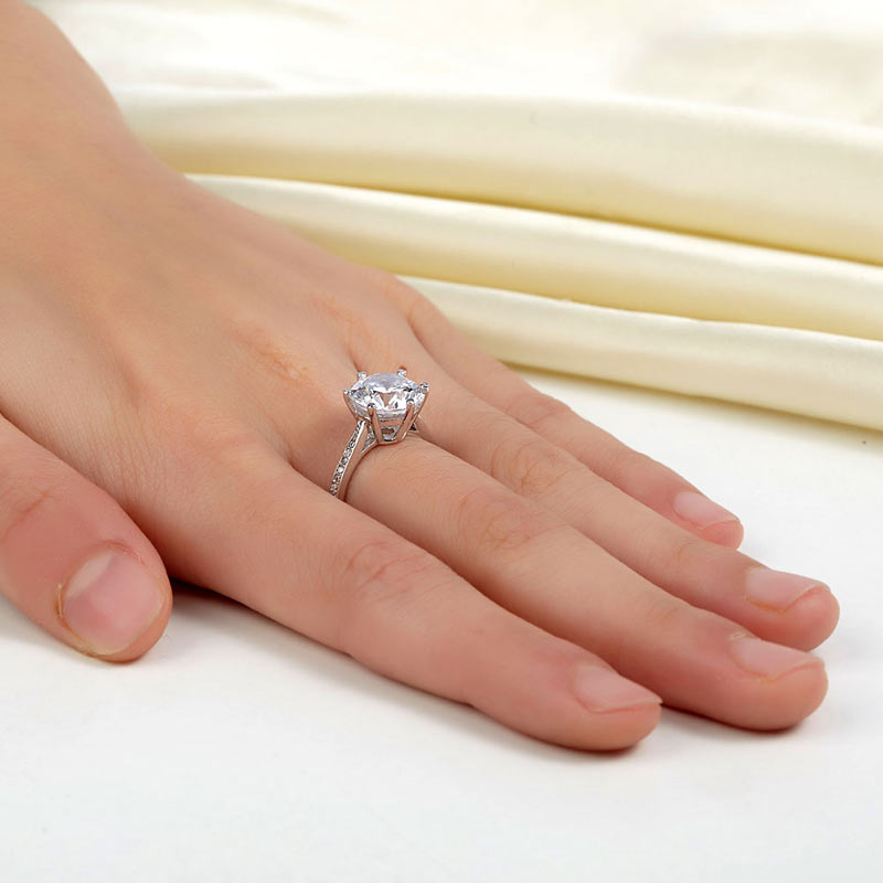 925 Sterling Silver Wedding Engagement Ring 3 Carat Simulated Diamond Jewelry