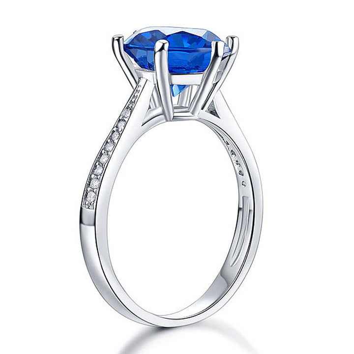 925 Sterling Silver Wedding Engagement Ring 3 Carat Blue Simulated Diamond Jewelry