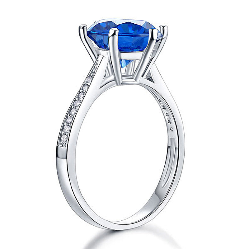 925 Sterling Silver Wedding Engagement Ring 3 Carat Blue Simulated Diamond Jewelry