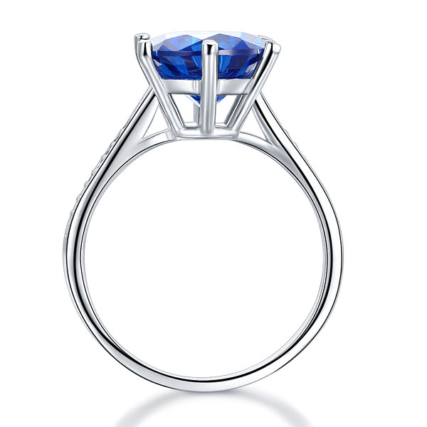 925 Sterling Silver Wedding Engagement Ring 3 Carat Blue Simulated Diamond Jewelry