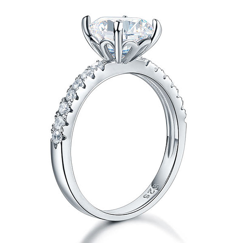 925 Sterling Silver Bridal Engagement Ring 2 Carat Simulated Diamond Jewelry