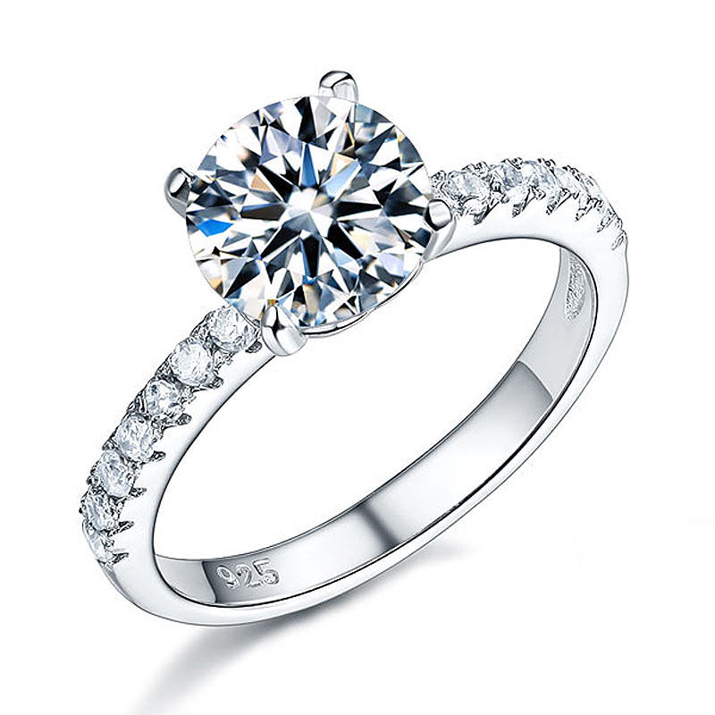 925 Sterling Silver Bridal Engagement Ring 2 Carat Simulated Diamond Jewelry