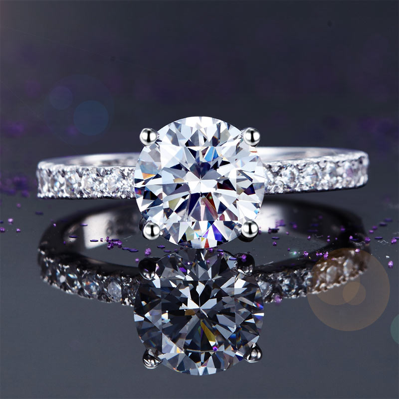 925 Sterling Silver Bridal Engagement Ring 2 Carat Simulated Diamond Jewelry