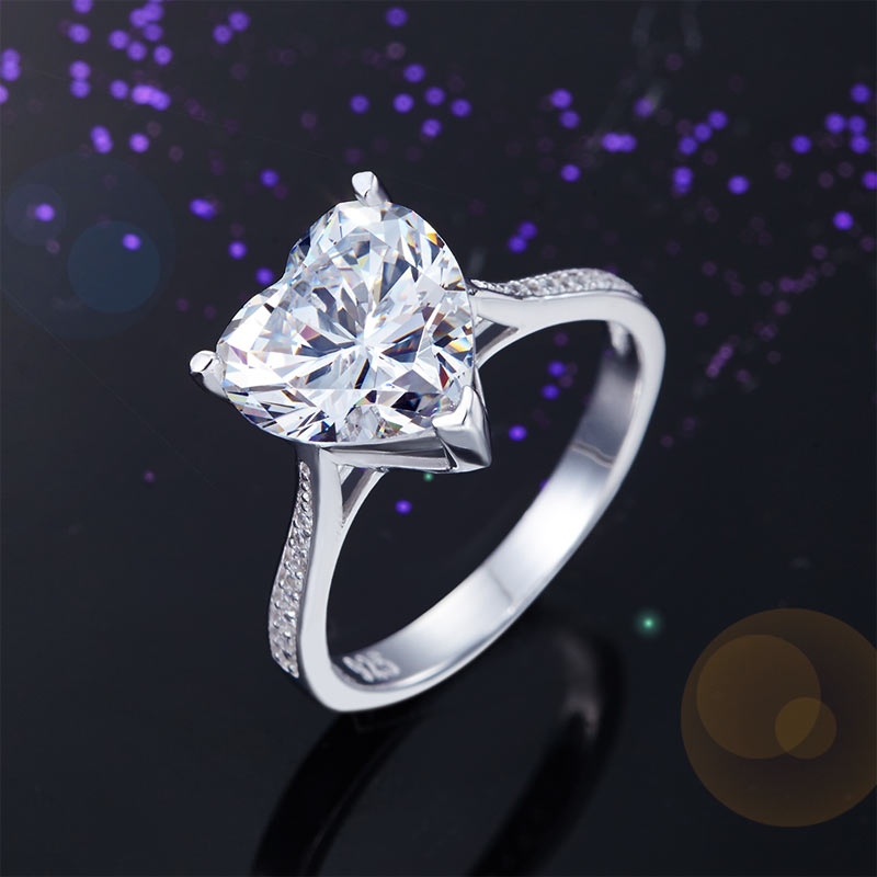 925 Sterling Silver Bridal Engagement Ring 3.5 Carat Heart Simulated Diamond Jewelry