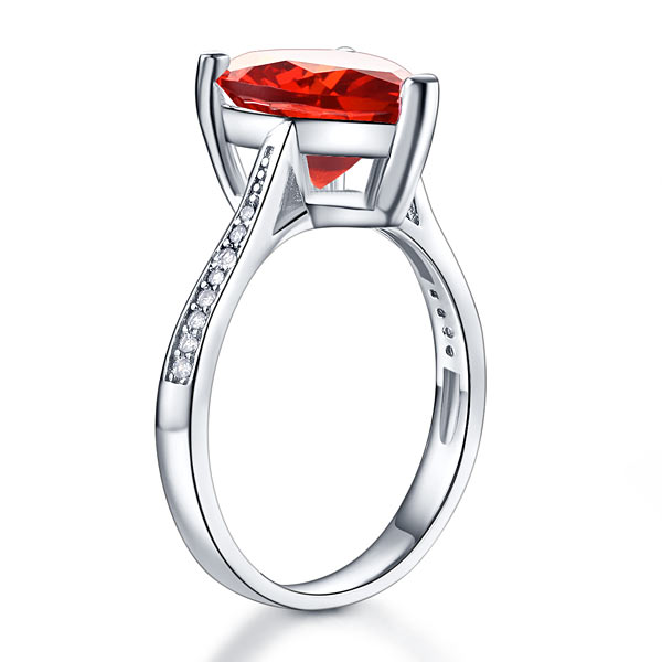 925 Sterling Silver Bridal Ring 3.5 Carat Heart Ruby Red Simulated Diamond Jewelry