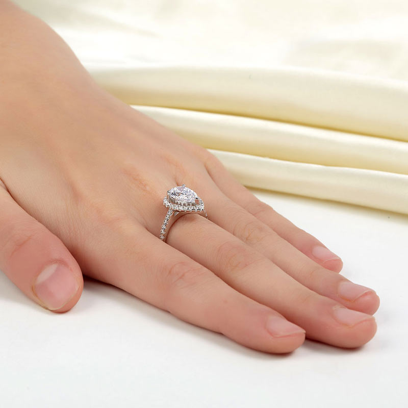 2 Ct Pear Cut Sterling 925 Silver Rose Gold Plated Ring Wedding Promise Engagement