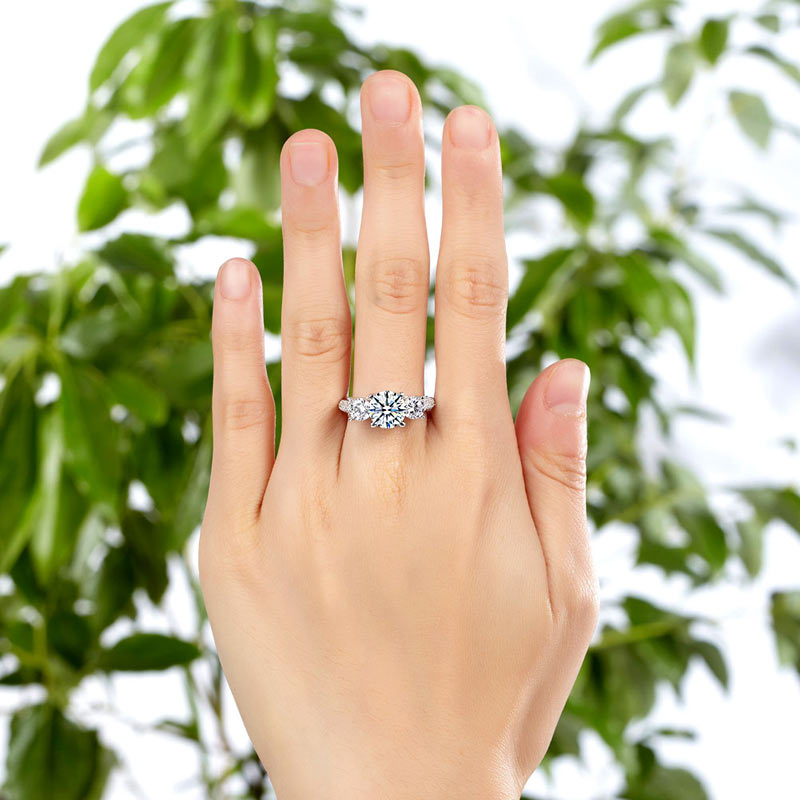 925 Sterling Silver 3-Stone Wedding Ring 2 Carat Simulated Diamond Jewelry Vintage Style