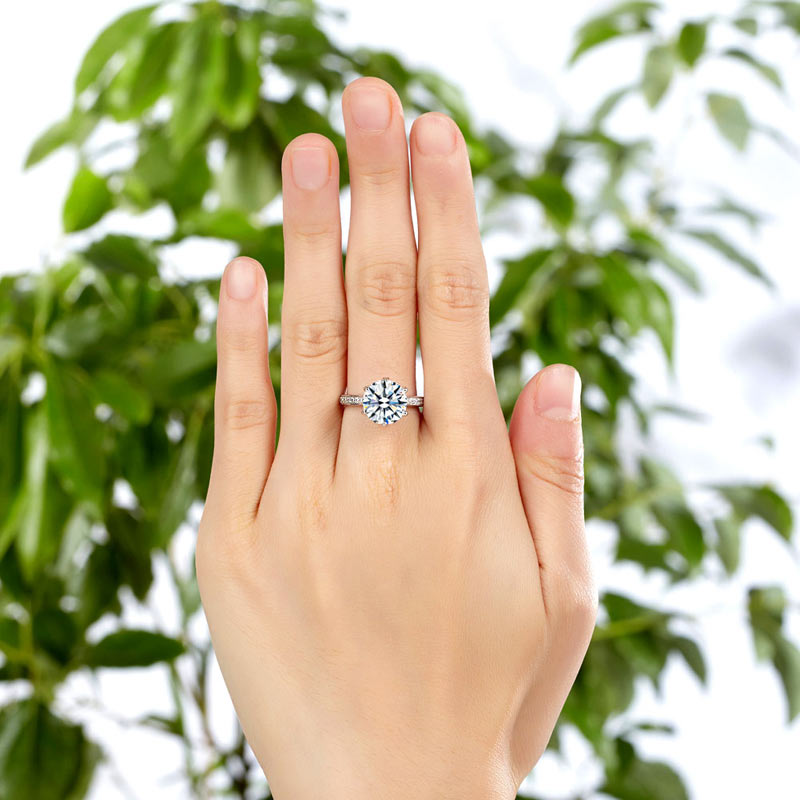 925 Sterling Silver Luxury Wedding Engagement Ring 3 Carat Simulated Diamond Jewelry