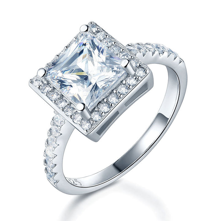 1.5 Ct Princess Simulated Diamond Solid 925 Sterling Silver Wedding Anniversary Engagement Ring Jewelry