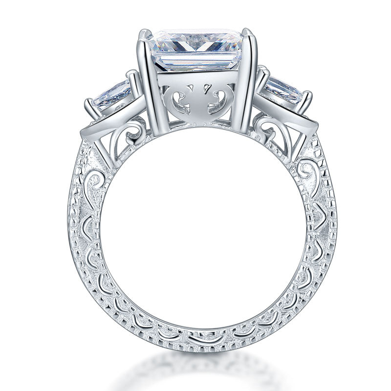 Luxury 925 Sterling Silver Wedding Engagement Ring Vintage 4 Ct Simulated Diamond