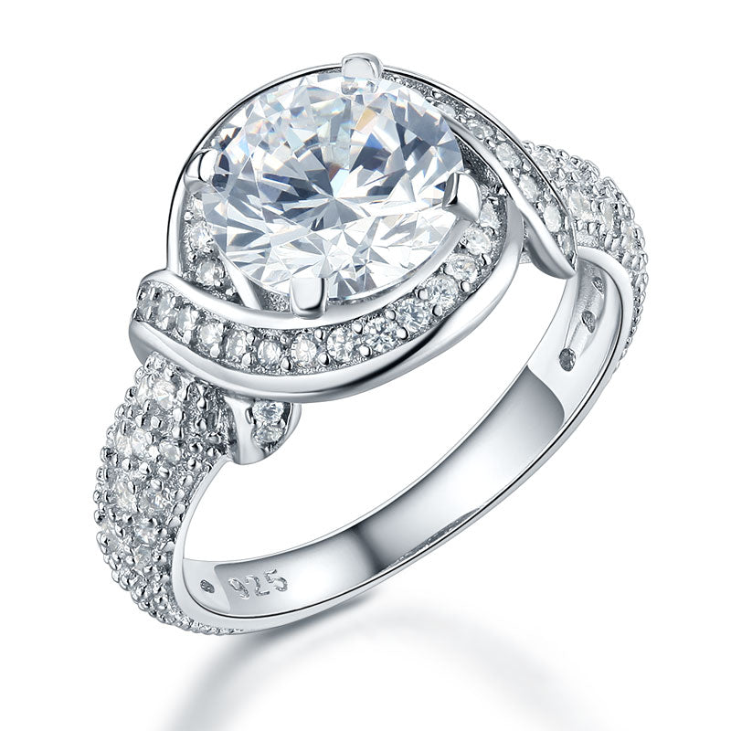 Vintage Style Art Deco 925 Sterling Silver Ring Promise Engagement
