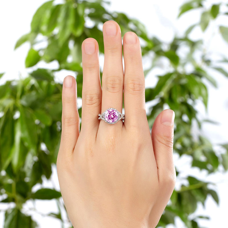 3 Carat Fancy Pink Simulated Diamond 925 Sterling Silver Wedding Engagement Luxury Ring Promise Anniversary