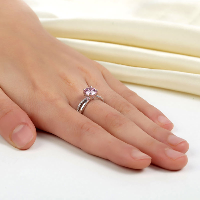 925 Sterling Silver Wedding Promise Anniversary Ring 1.25 Ct Fancy Pink Simulated Diamond