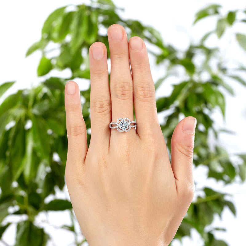 Floral 925 Sterling Silver Wedding Promise Engagement Ring 1 Ct Simulated Diamond Jewelry