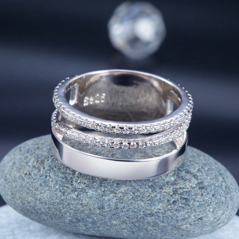 New Style Design Solid 925 Sterling Silver Wedding Band Ring