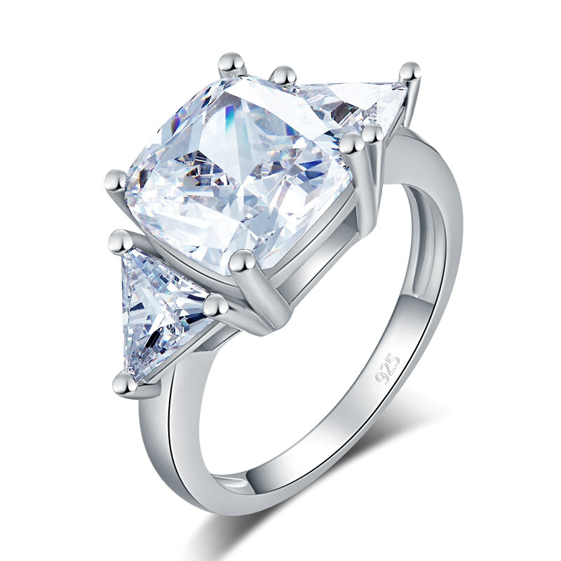 Cushion Cut 4 Carat 925 Sterling Silver Ring Party Luxury Jewelry Simulated Diamond