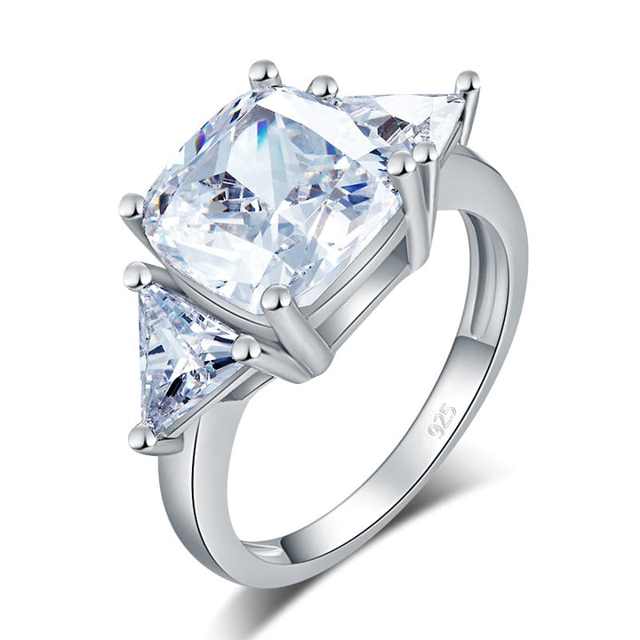 Cushion Cut 4 Carat 925 Sterling Silver Ring Party Luxury Jewelry Simulated Diamond
