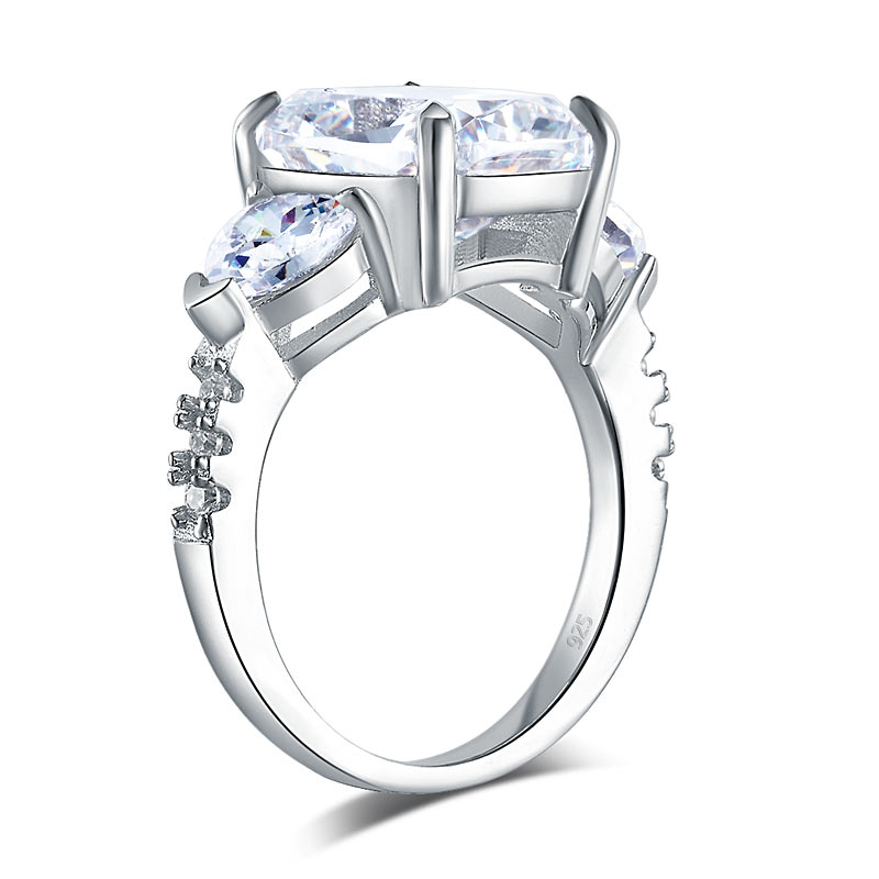 5 Carat Simulated Diamond 925 Sterling Silver Ring Three-Stone Luxury Jewelry